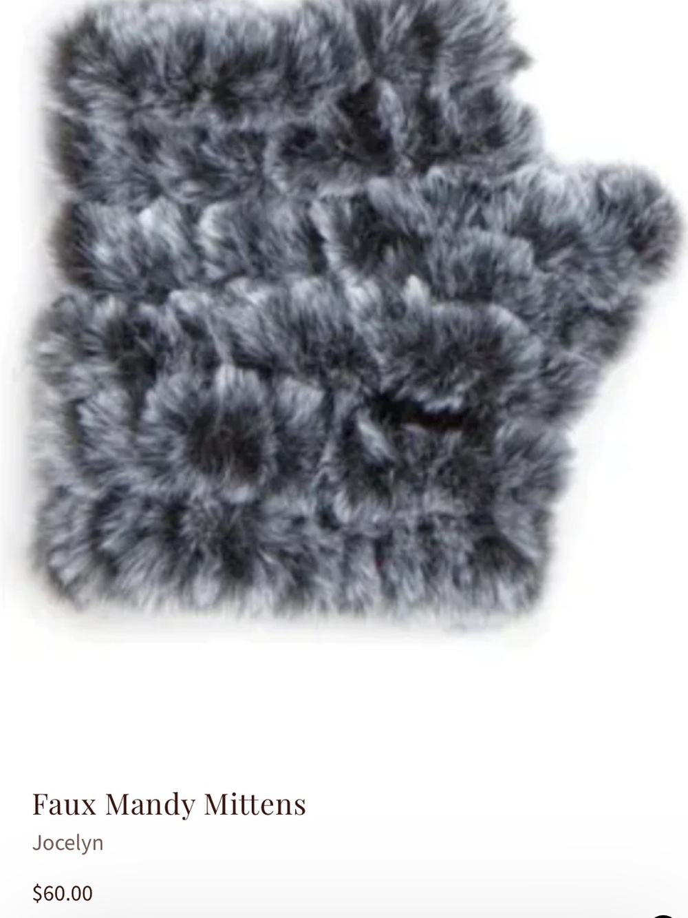 jocelyn Plush Faux Fur Mittens in Black/White